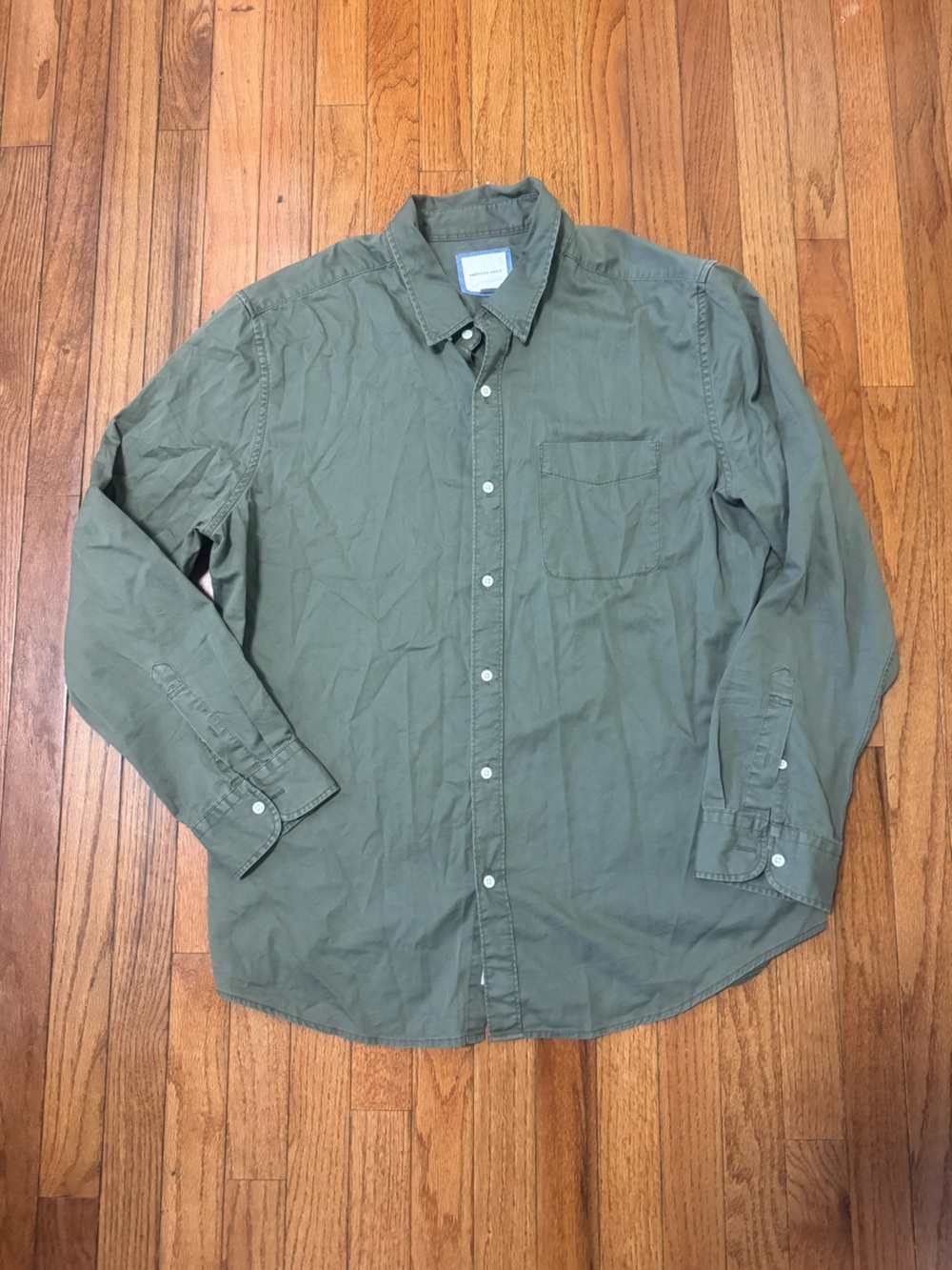 American Eagle Outfitters Olive Green Long Sleeve Button-Up Shirt